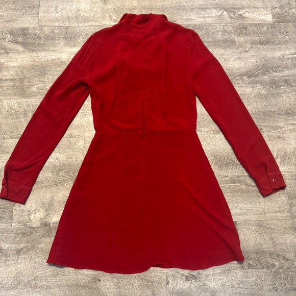 Vintage Reformation Sz. 4 Button Down Dress w/Neck Tie Long Sleeve Zip Back - Picture 2 of 8